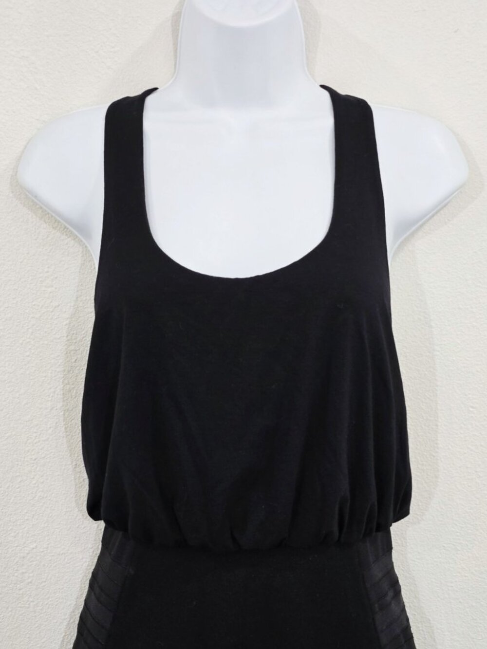 Alice + Olivia Black Viscose Leather Trim Nicky Layered Blouson Tank Dress NWT - Picture 6 of 16